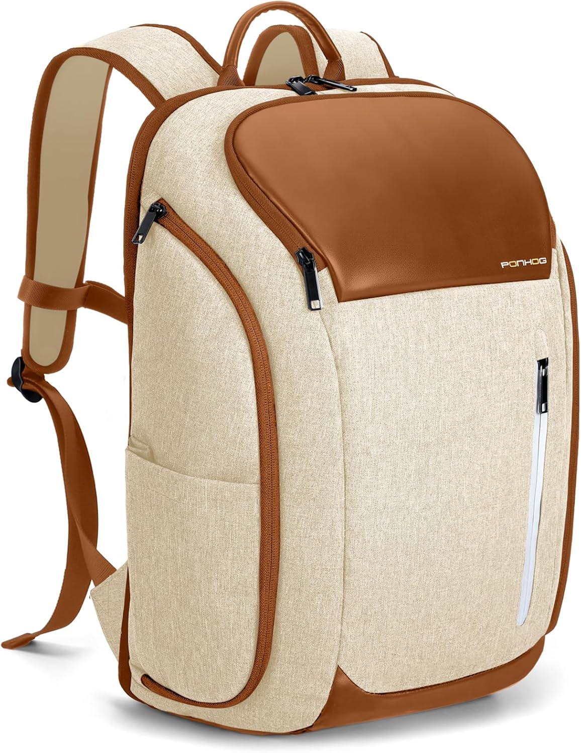 Detalle de Ponhog Laptop Backpack Women – 30L Anti-Theft, 17.3" Laptop, Beig e