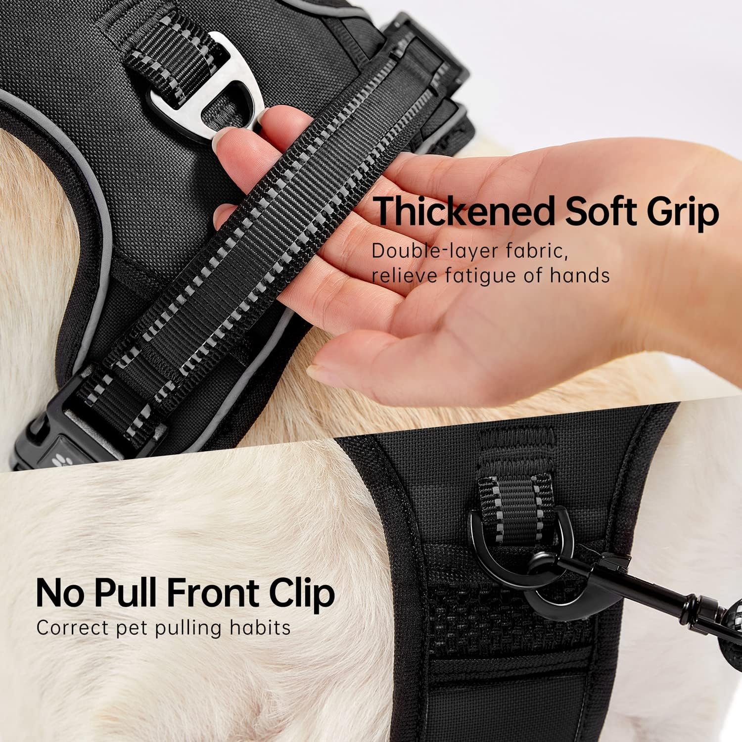 Thumbnail 5 de NESTROAD Harnais gilet anti-traction avec laisse et longe, noir (taille XL)