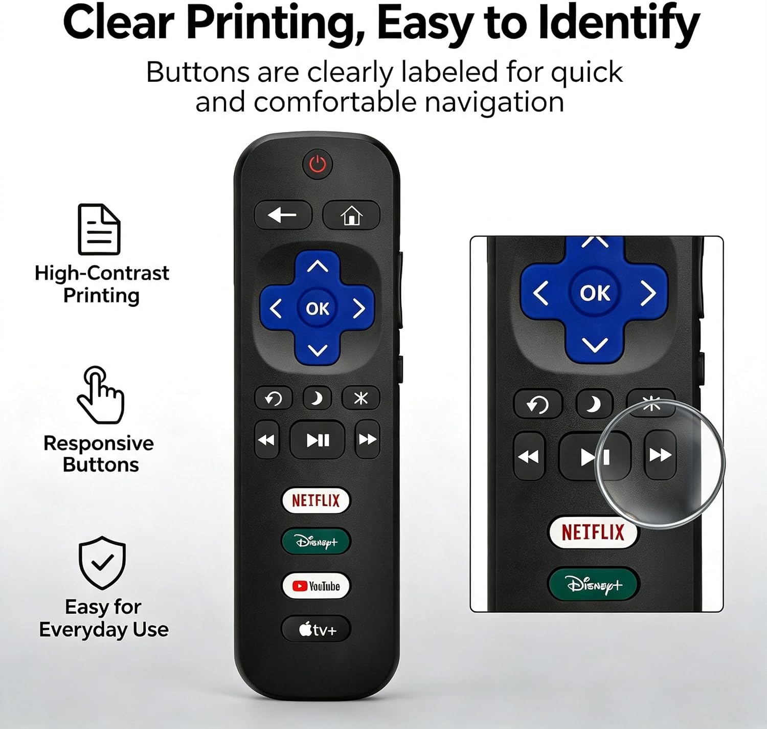 Detalle 2 de Brainice Replacement Remote for Roku TVs