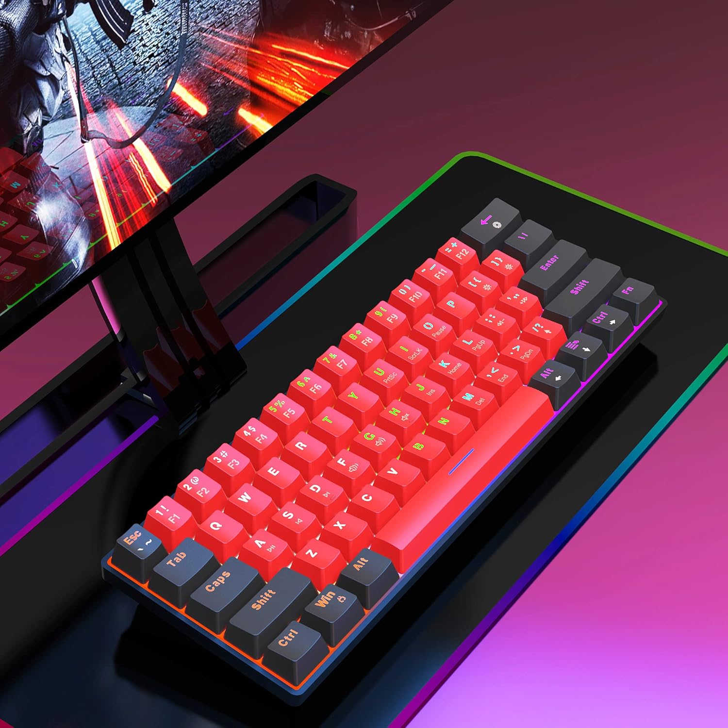 Thumbnail 6 de Snpurdiri 60% Compact Mechanical Gaming Keyboard (Red switches) – USB-C wired, UK layout, RGB backlit