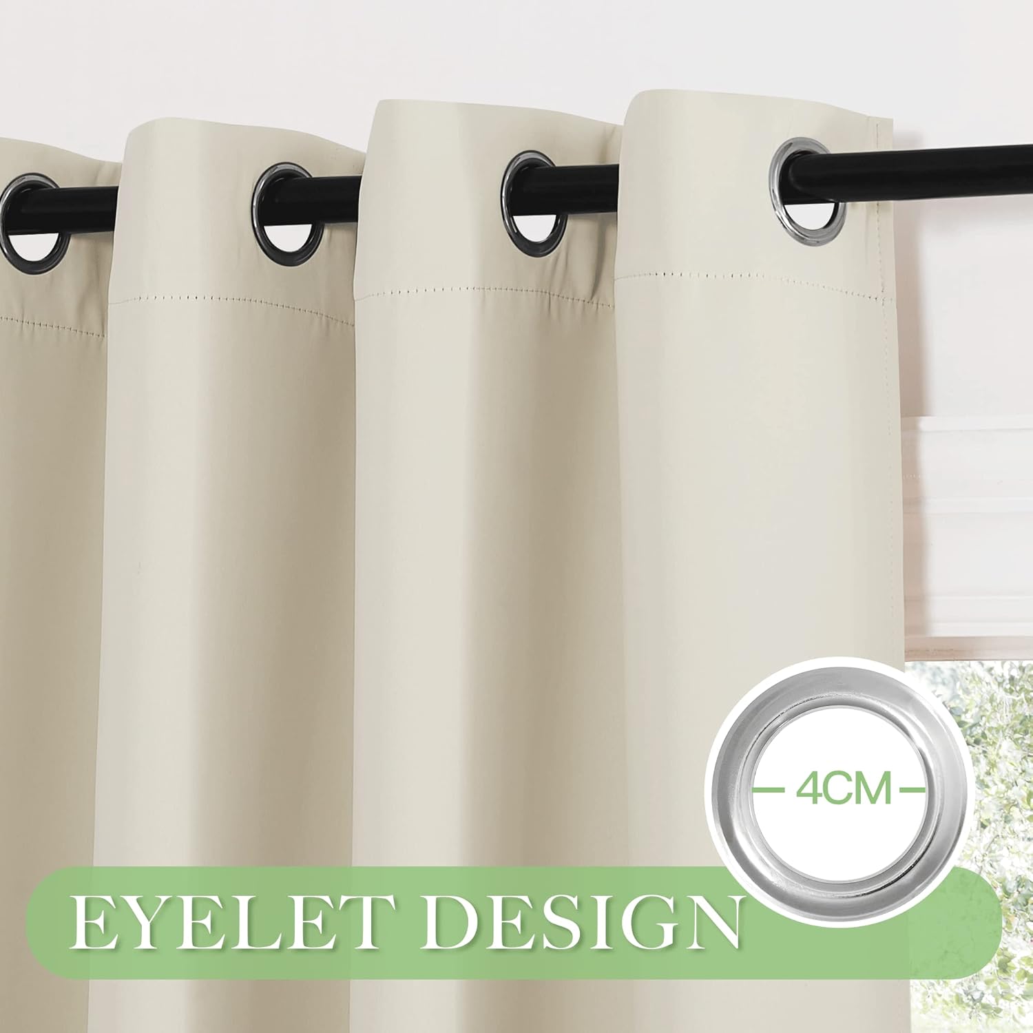 Thumbnail 5 de KGORGE Verdunklungsvorhänge Ösen Schlafzimmer Beige 2er Set 175 x 140 cm – Blickdicht, Thermo, OEKO-GRS-zertifiziert