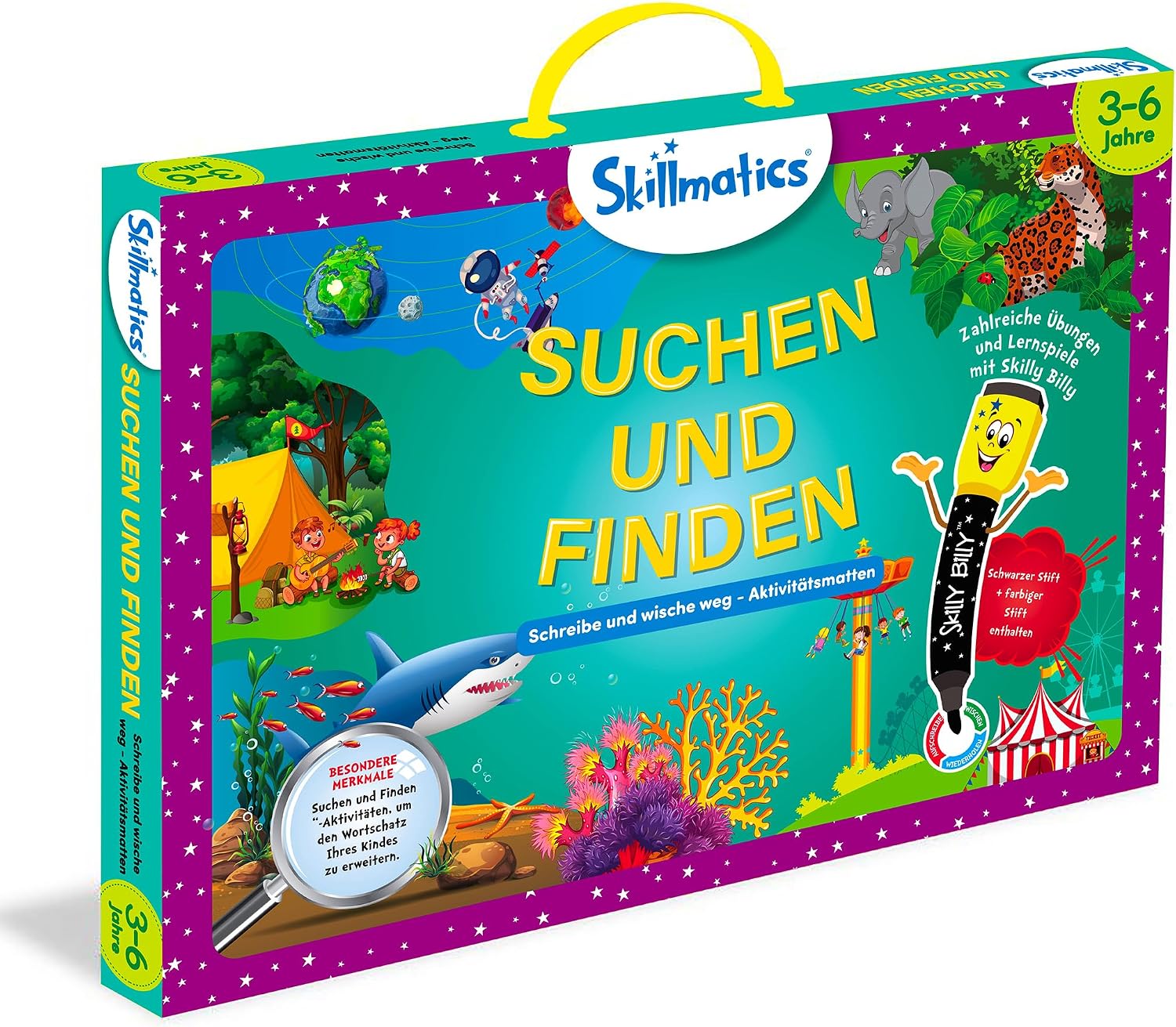Detalle de Skillmatics Lernspiel – Suchen und Finden: Wiederverwendbare Aktivitätsmatten für Vorschulkinder (3–6 Jahre) mit 2 Stiften