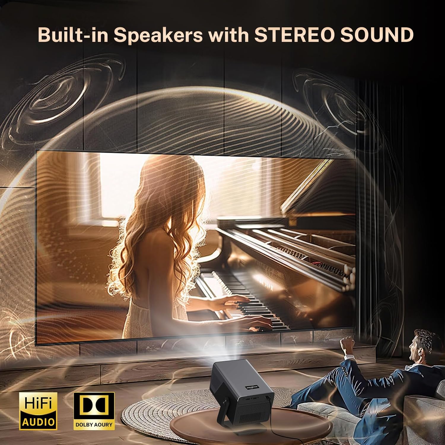 Thumbnail 6 de X7 Native 1080P Smart Projector with Android 14 OS — 2000 ANSI, 4K Support