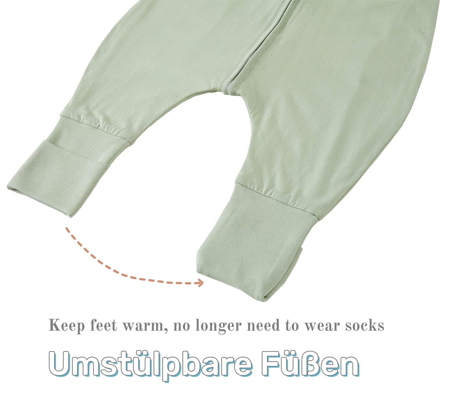 Thumbnail 5 de Chilsuessy Baby Schlafsack mit Füßen 1 Tog aus 100% Baumwolle (Grün, 90 cm) für Babyhöhe 100–110 cm