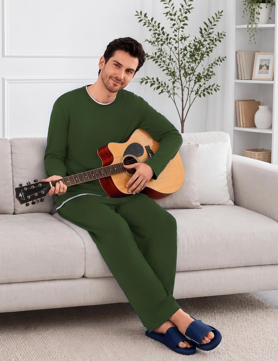 Detalle 2 de Ekouaer Men's Pajama Set in Polyester-Spandex Blend