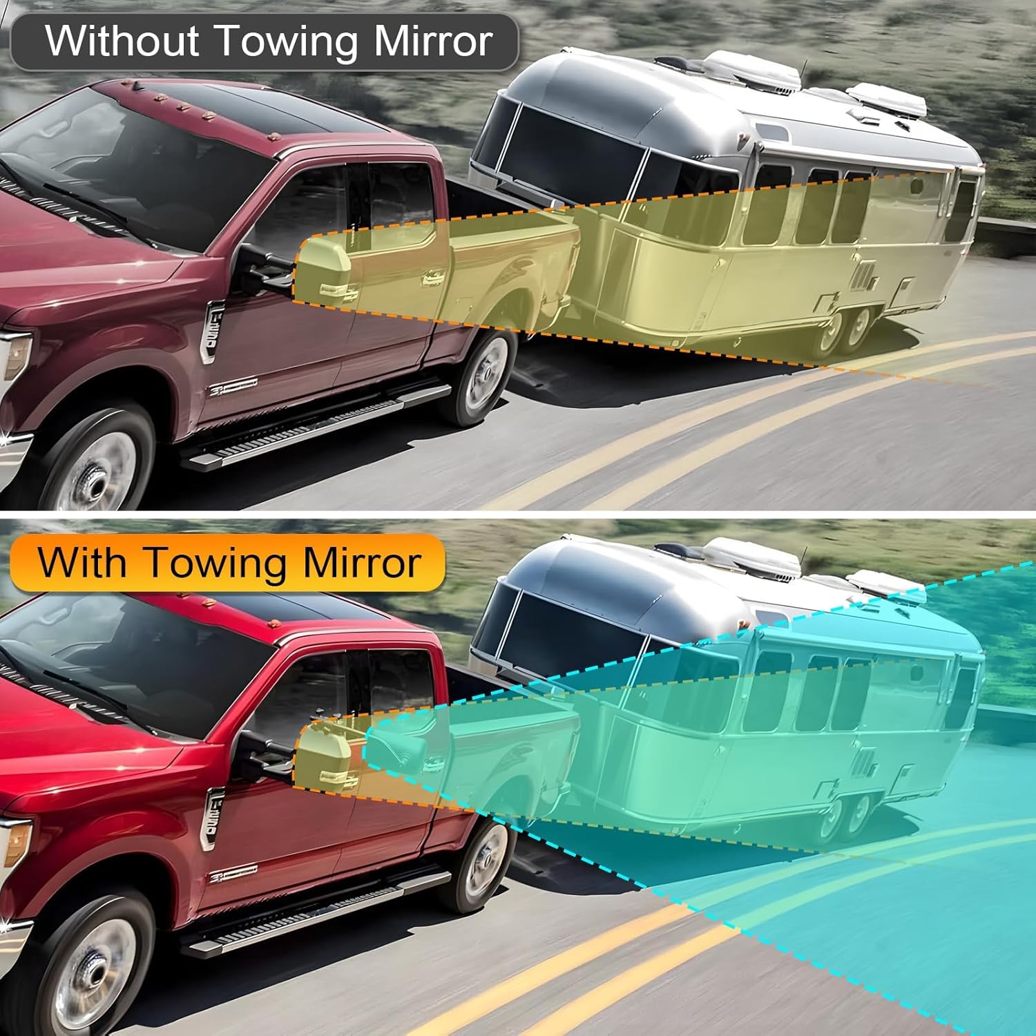 Detalle de 2er-Set Universaler Außenrückspiegel für Wohnwagen – 360° verstellbar, robustes Caravanspiegel-Set