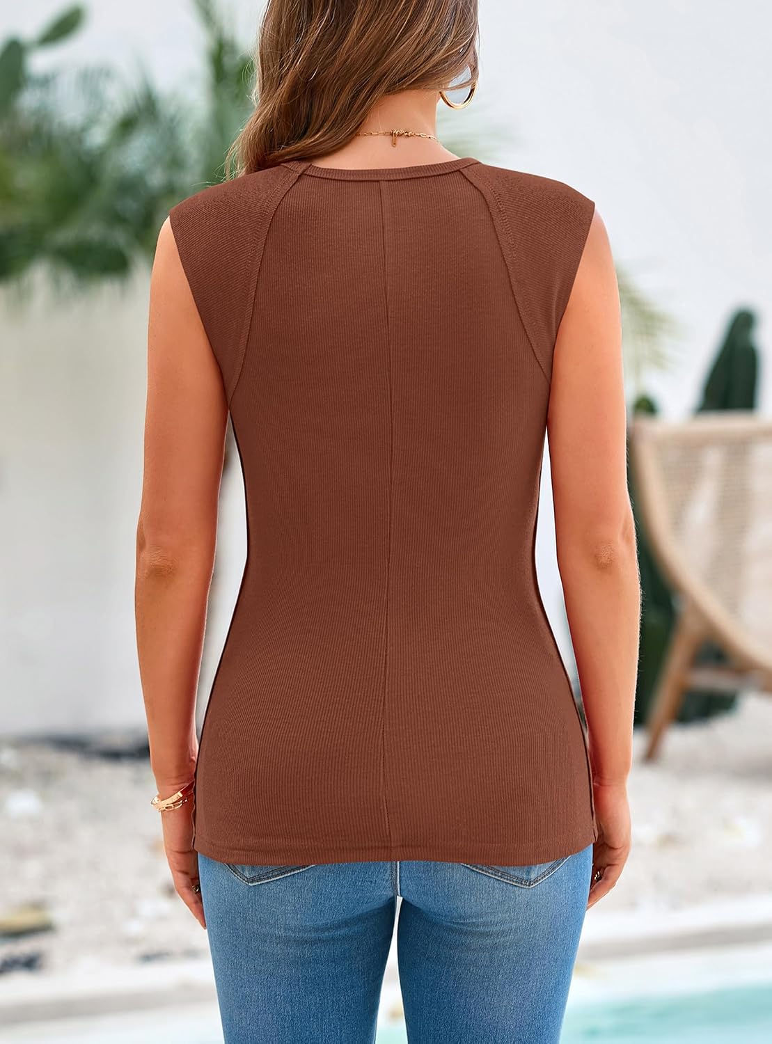 Thumbnail 1 de PRETTYGARDEN Women's Ribbed Tank Tops 2026 Summer Cap Sleeve Slim Fitted Knit Basic Tee