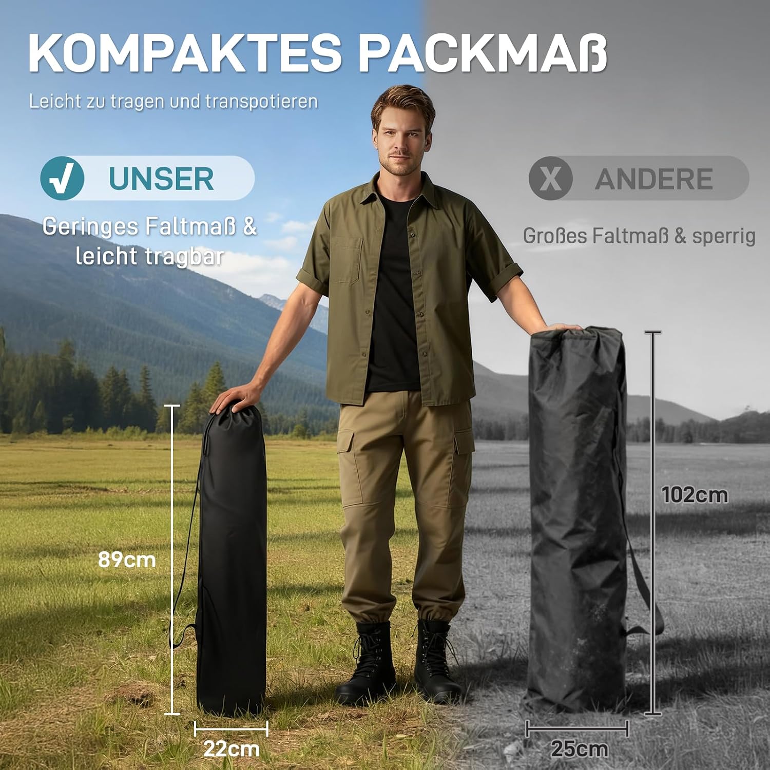 Thumbnail 5 de EVER ADVANCED Campingstuhl faltbar mit verstellbarer Rückenlehne (4 Positionen) bis 160 kg