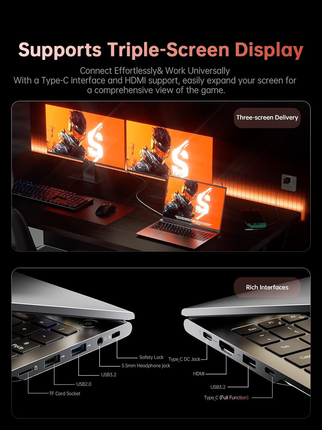 Thumbnail 4 de KAIGERR 2026 Gaming Laptop (16.0-inch) with AMD Ryzen 7 H255, 16GB DDR5, 512GB NVMe, Windows 11