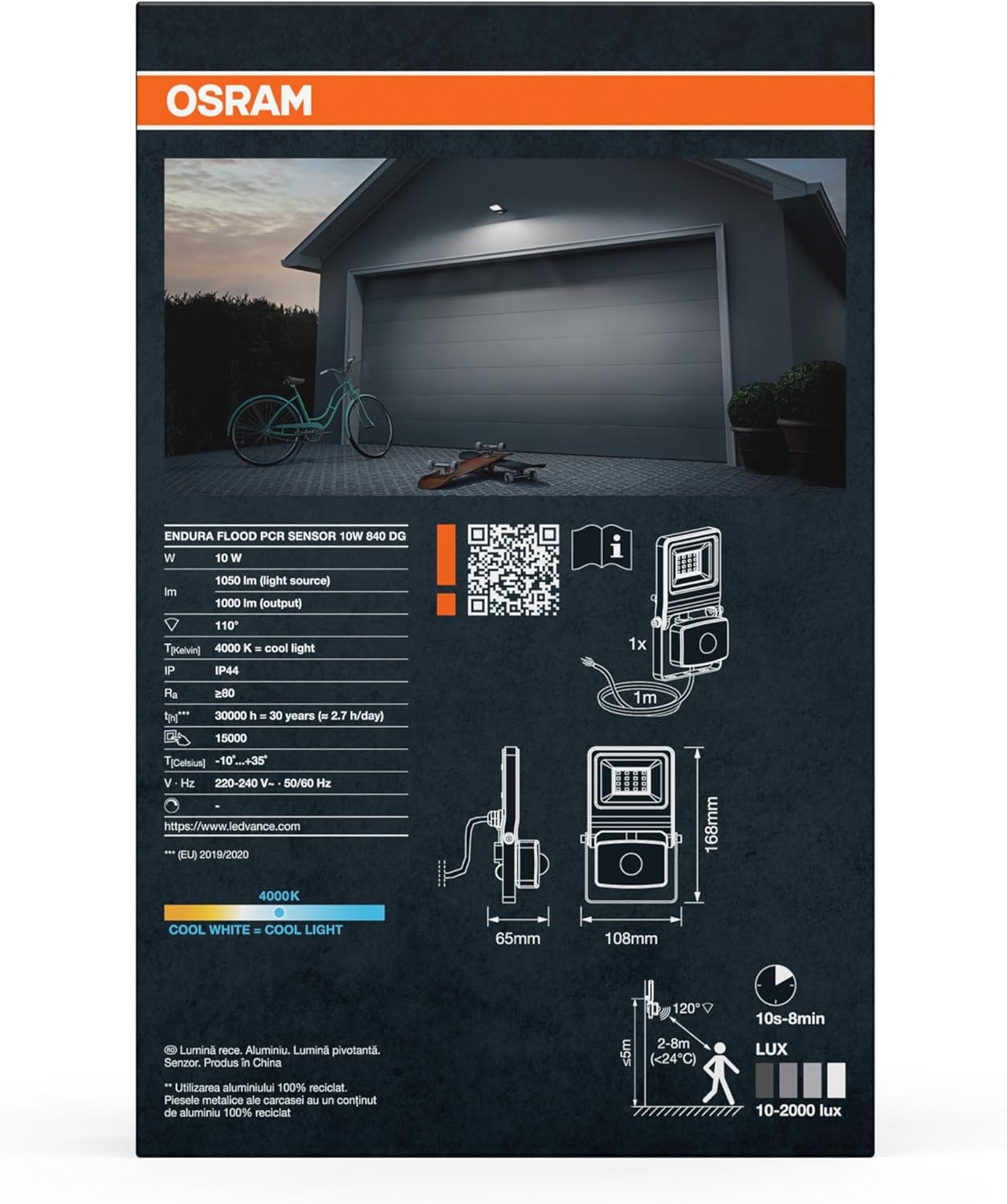Thumbnail 3 de OSRAM Faretto Esterno con Sensore ENDURA Flood LED 10W – 1000lm, 4000K, IP65