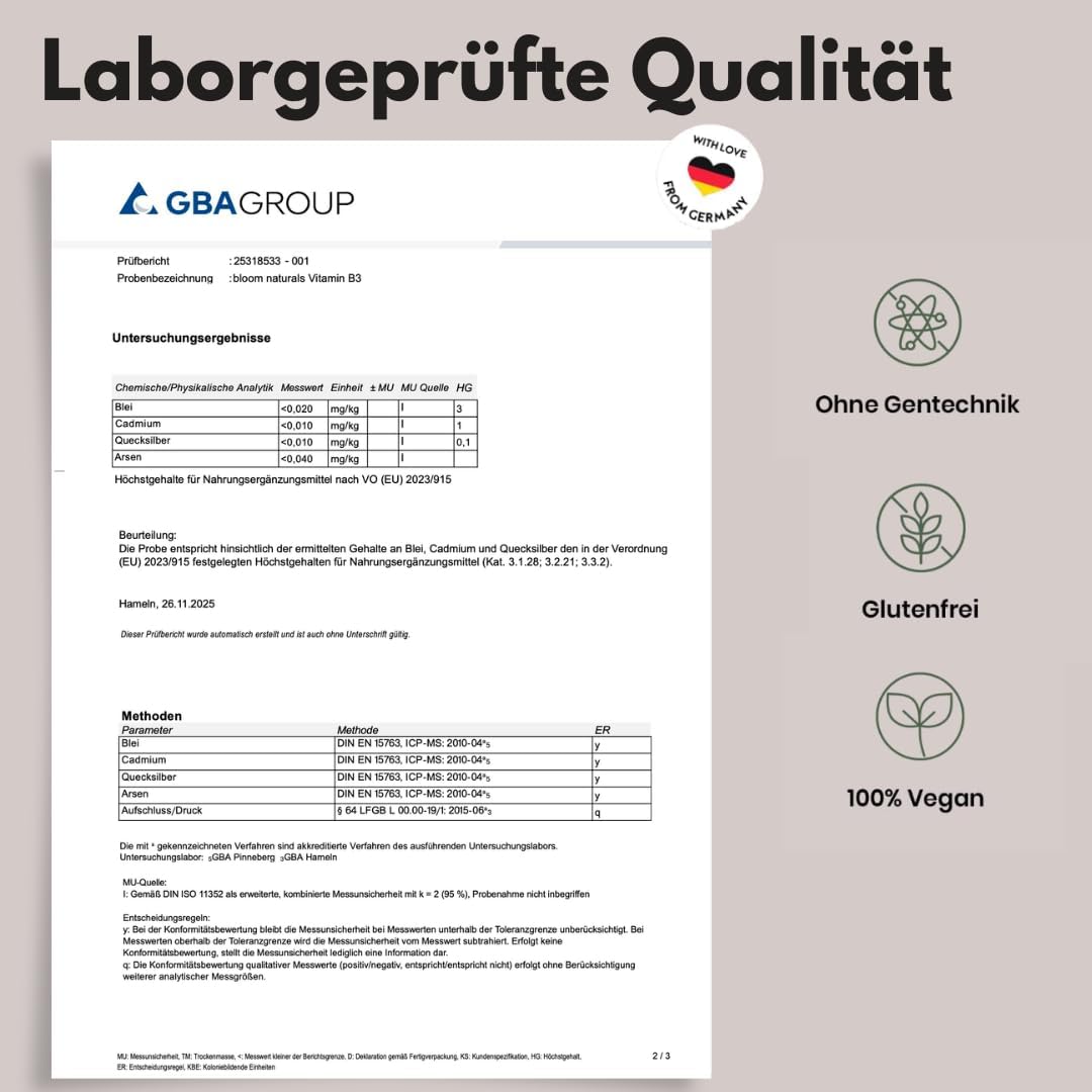 Thumbnail 4 de Vitamin B3 Niacinamid hochdosiert – 500 mg pro Kapsel, 365 Kapseln (vegan, produziert in Deutschland)