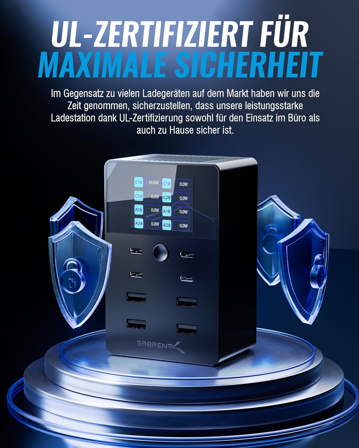 Detalle 1 de SABRENT USB-Ladestation 252 W 8-Port