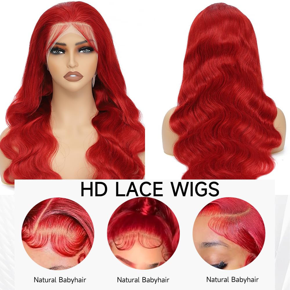 Detalle de mululi 30 Inch Red Wig Red Wig ๐โ