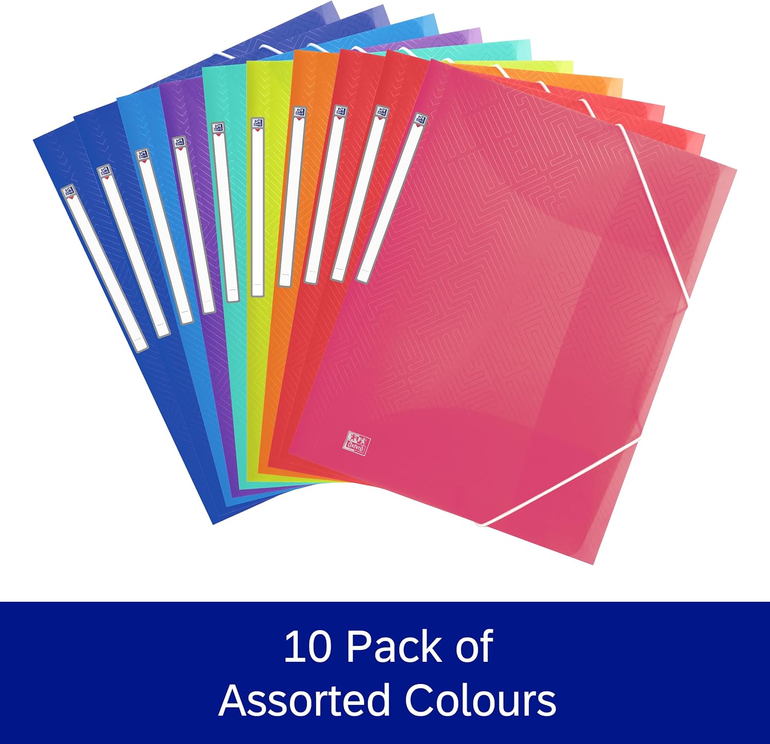 Thumbnail 3 de Oxford A4+ Plastic Wallets: 3-Flap Folders in Assorted Colours (Pack of 10)