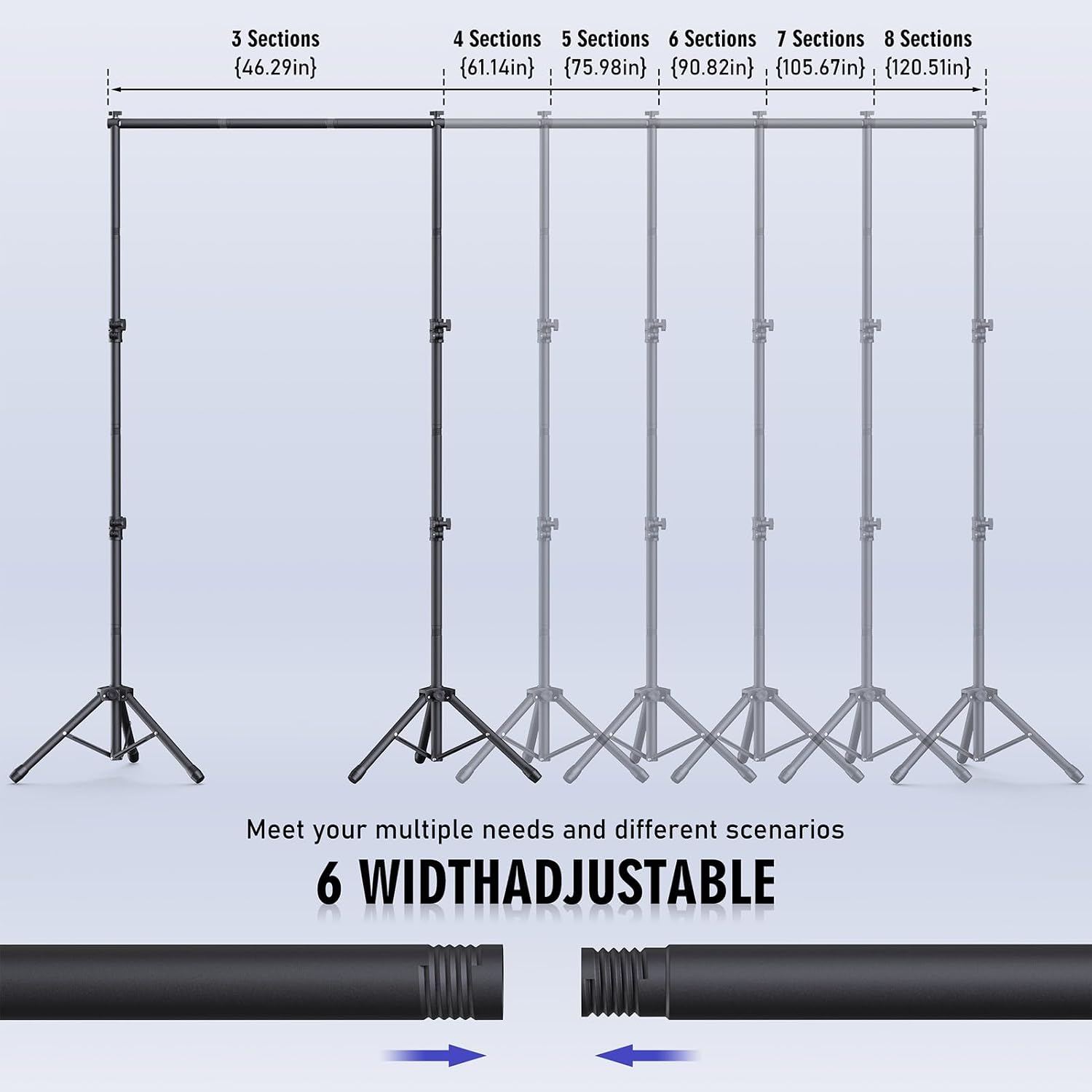 Thumbnail 2 de Backdrop Stand Kit - 6 Widths, 10x7.5ft Adjustable Background Stand for Parties & Studio Photography by Eocnrhe