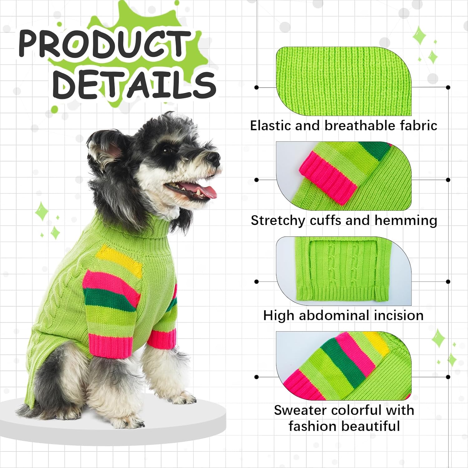 Detalle 2 de OUOBOB Dog Jumper: Medium Winter Turtleneck Pullover for Dogs (Beagle, Frenchie, Boston Terrier)