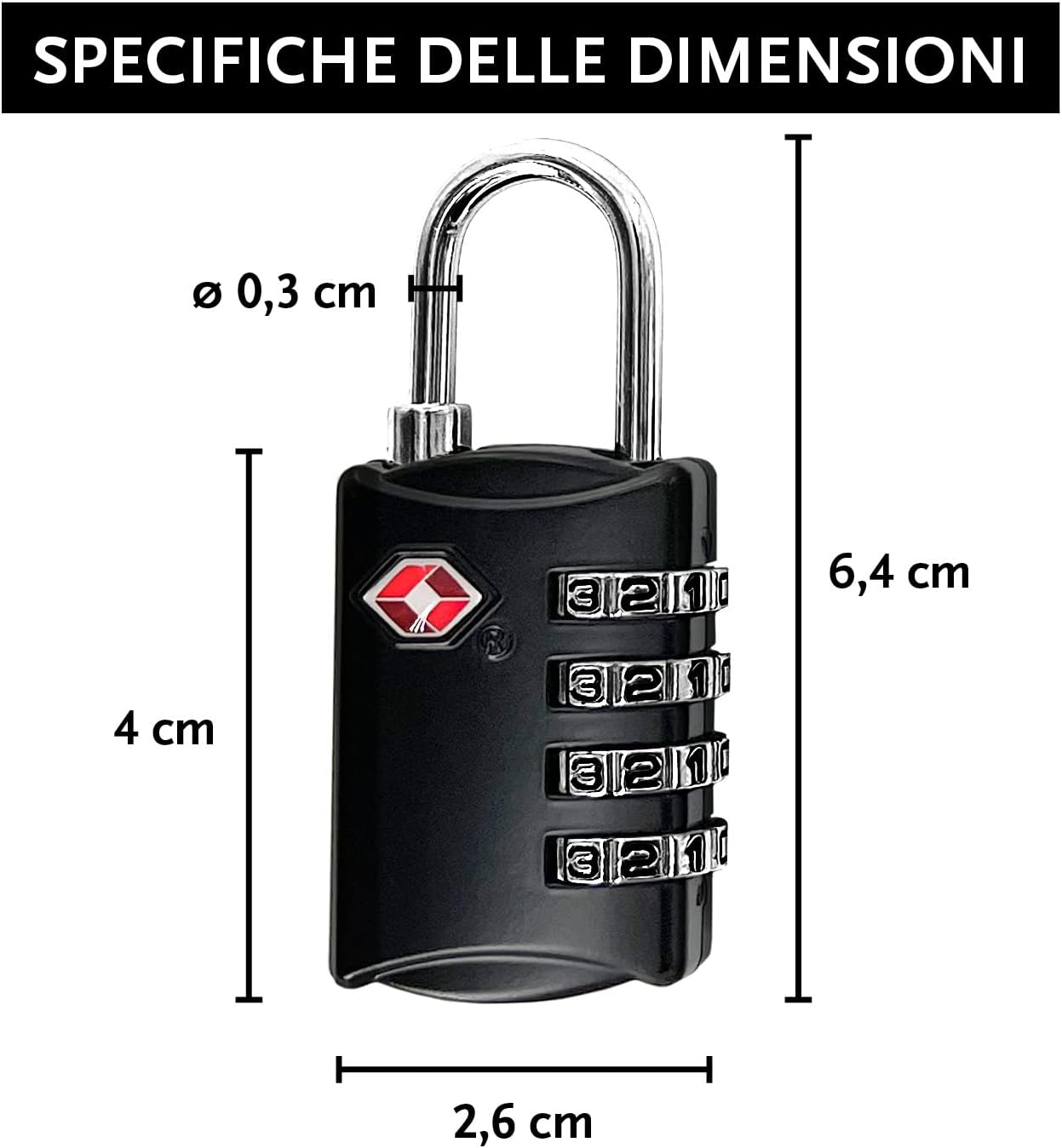 Detalle de Lucchetti TSA con codice a 4 cifre 4 pezzi