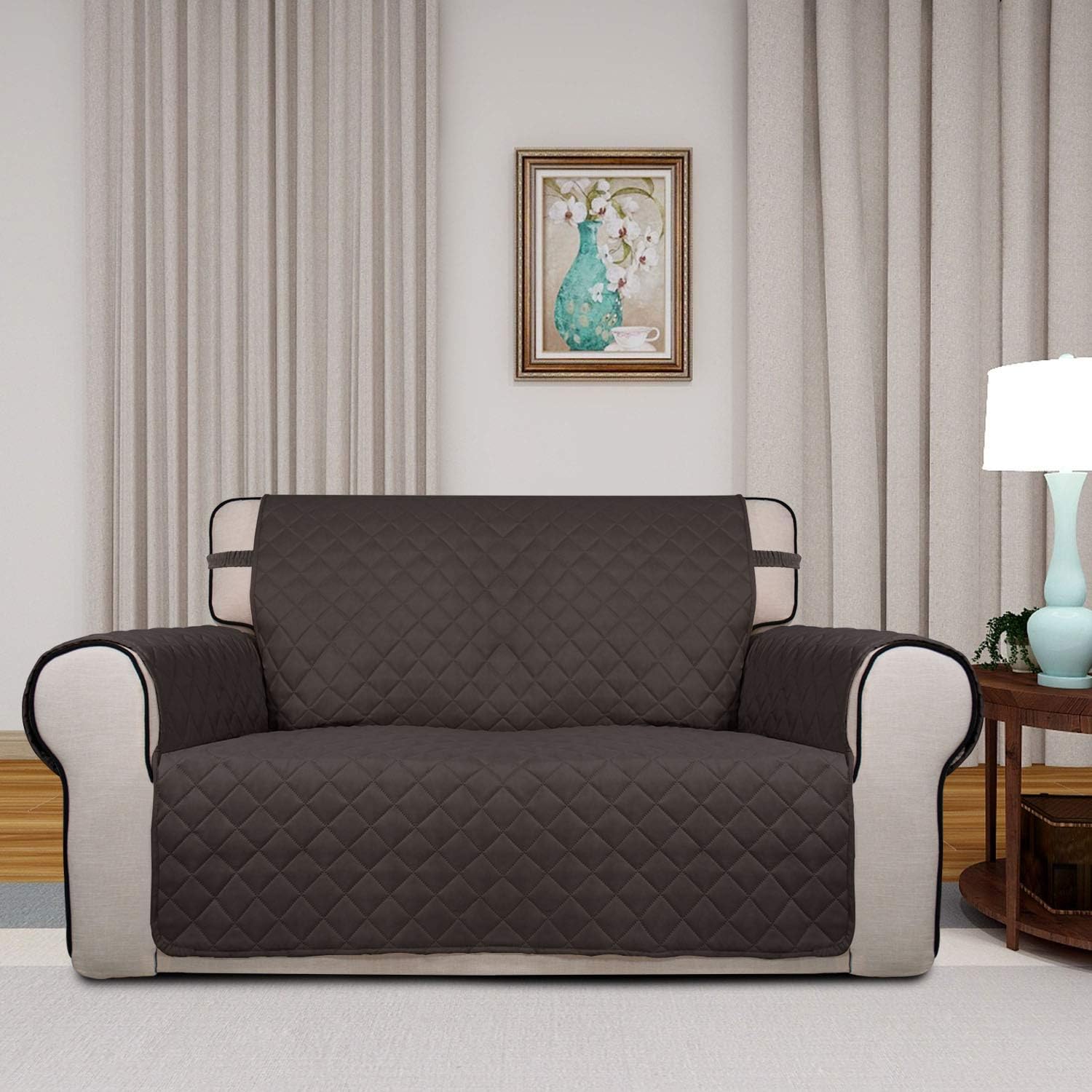 Thumbnail 1 de PureFit Reversible Quilted Sofa Cover for Loveseat — Water Resistant & Non-Slip, Chocolate/Beige