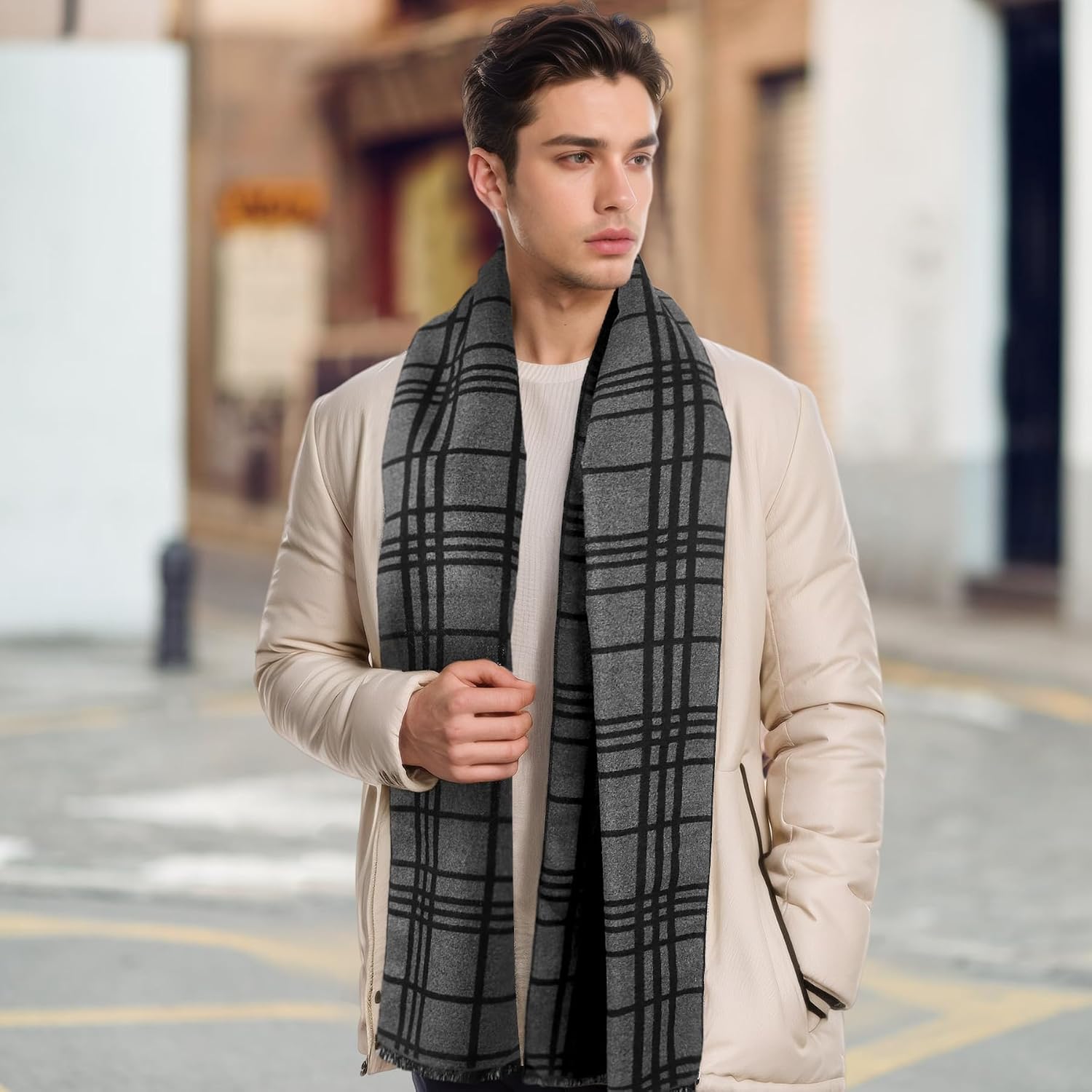 Detalle 2 de Cashmere-like winter scarf, soft and warm