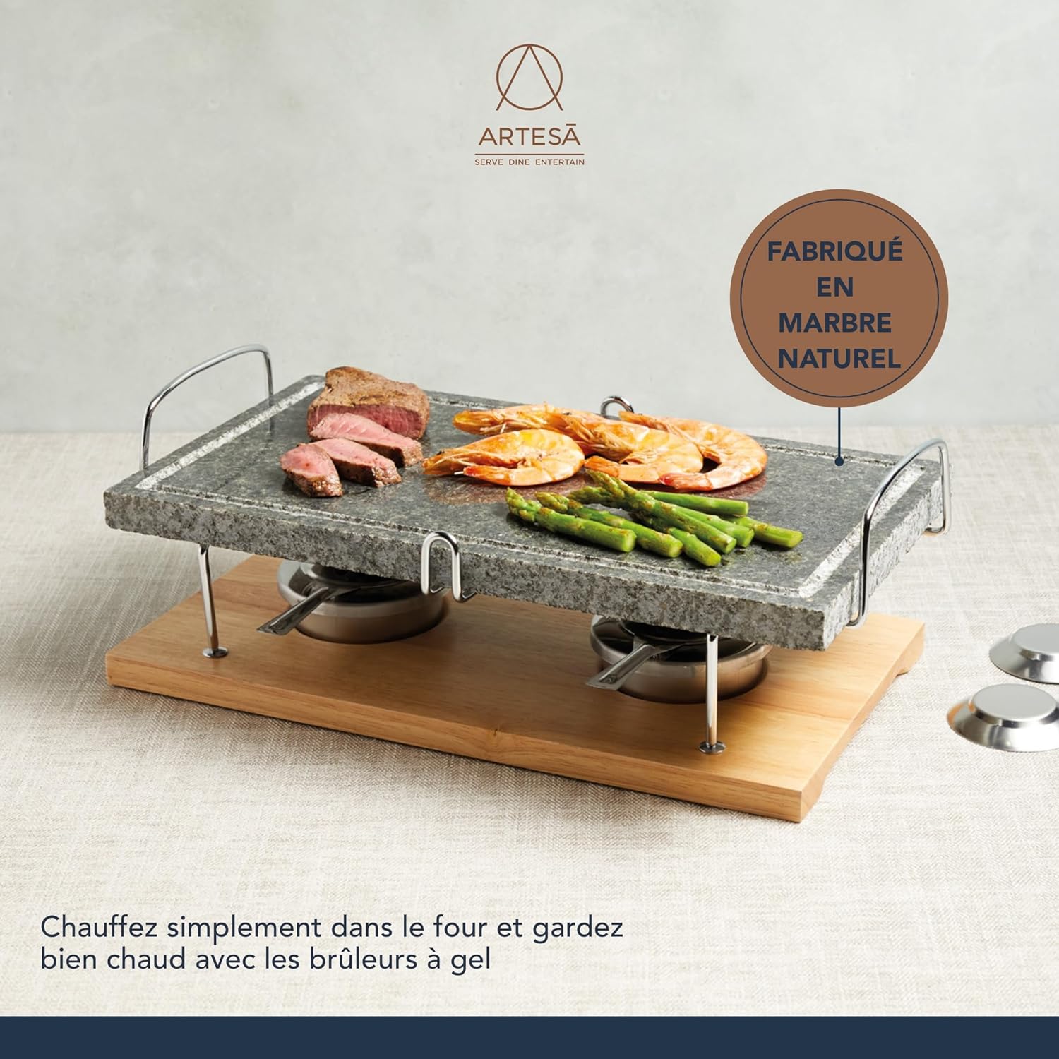 Thumbnail 5 de Artesà Marble Hot Stone Grill, 41,5 x 22 x 15 cm - cuisson conviviale au centre de la table