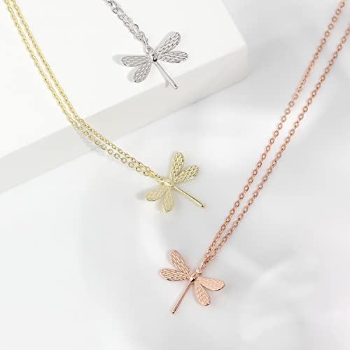 Thumbnail 3 de Collana con ciondolo libellula in argento Sterling 925 – Meissa, plissettata in oro rosa
