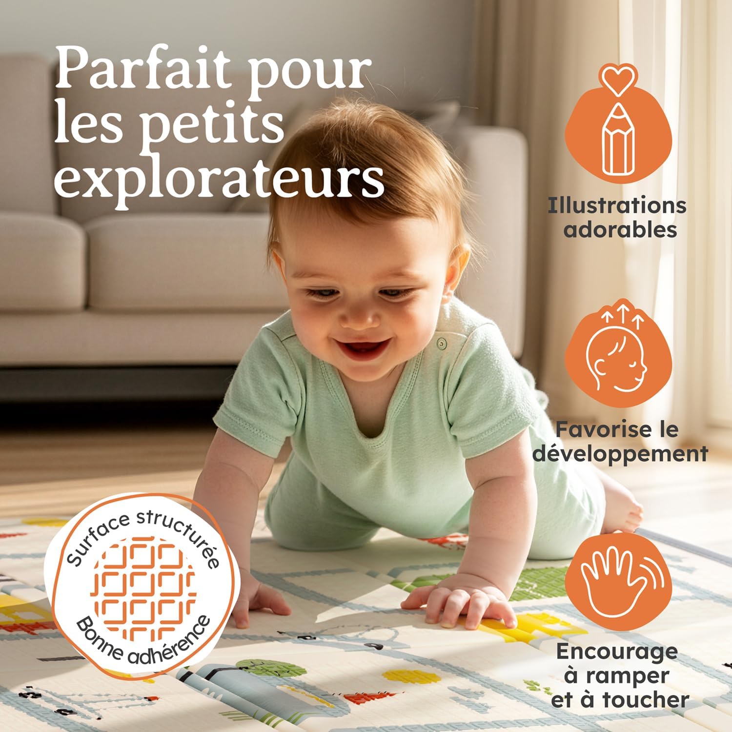 Thumbnail 5 de Laleni Tapis d’éveil bébé pliable et imperméable 150 × 180 × 1 cm – motif urbain