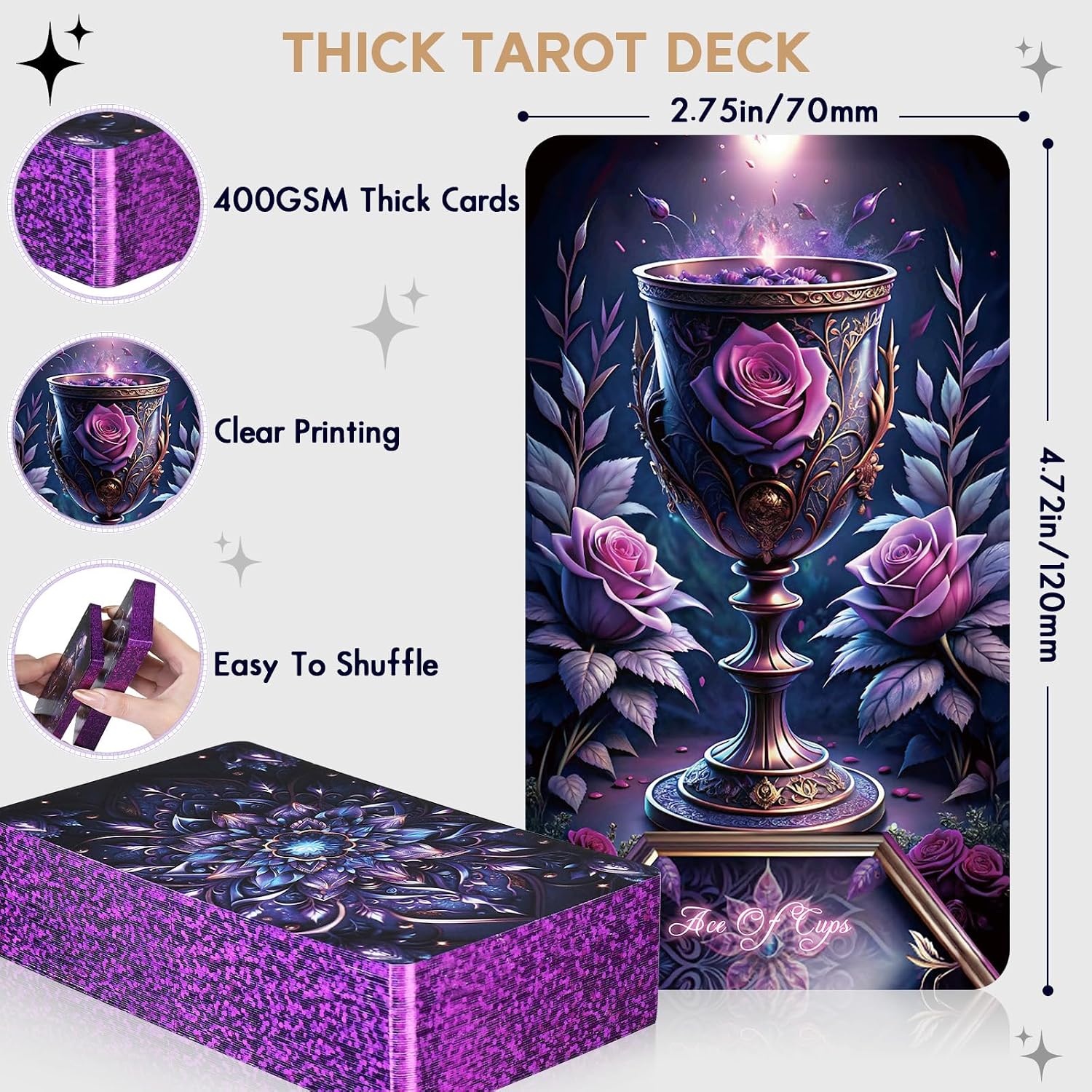 Detalle 2 de BQLXBABLT Tarot Card Deck, 400GSM