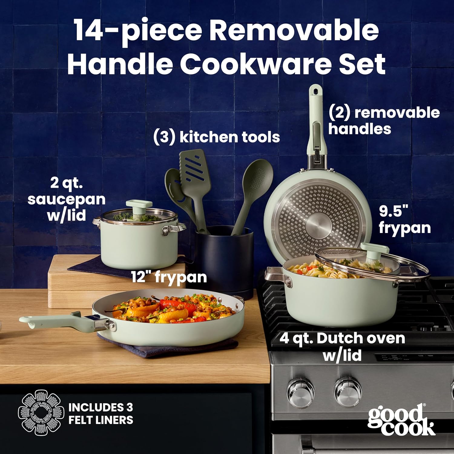 Detalle 2 de GoodCook Ceramic Cookware 14-Piece Set