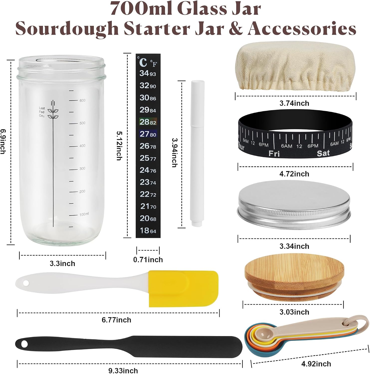 Detalle de Sauerteig-Starterglas 680 ml – Komplettes Set zum Brotbacken