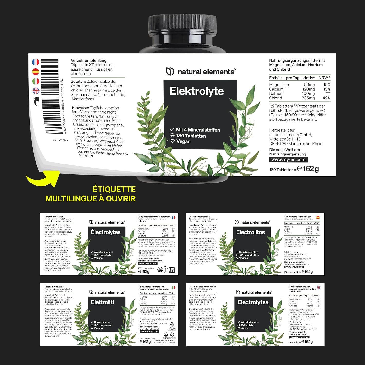 Thumbnail 5 de Électrolytes en comprimés (180 comprimés) avec magnésium, calcium, sodium et chlorure – adapté au régime keto