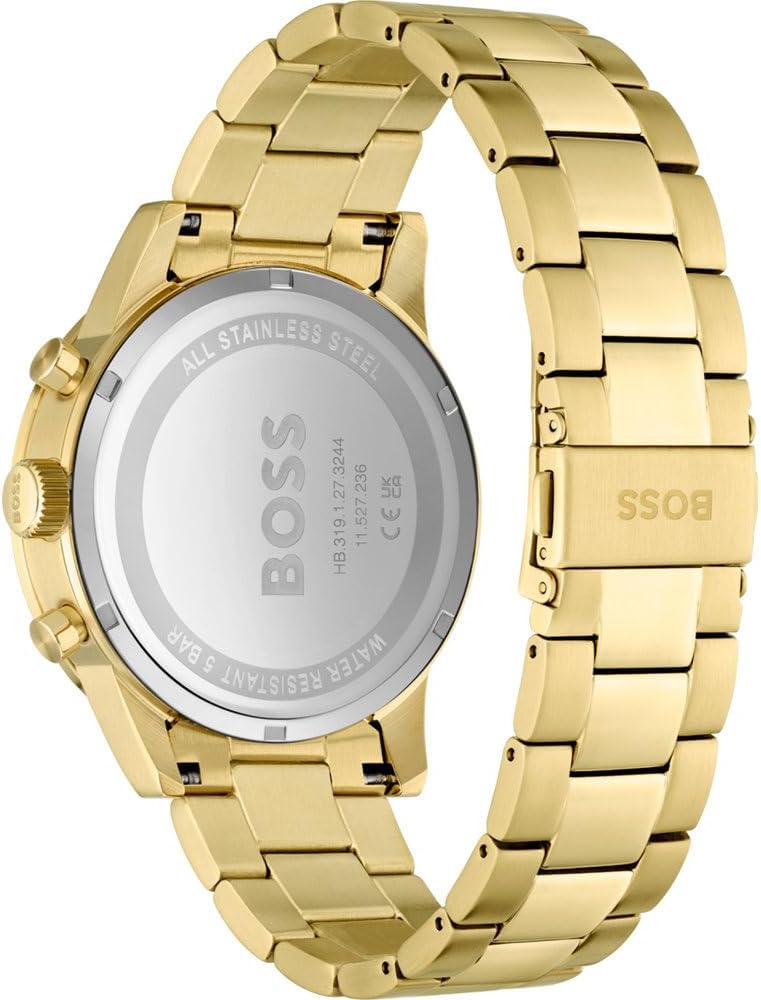 Detalle de BOSS Chronograph Quarz Uhr für Herren – Allure Kollektion mit Goldfarbenem Edelstahlarmband (1513923)