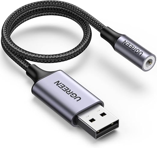 Detalle de UGREEN Adaptador Audio USB a Jack 3,5mm 🎧 - Sonido Excelente