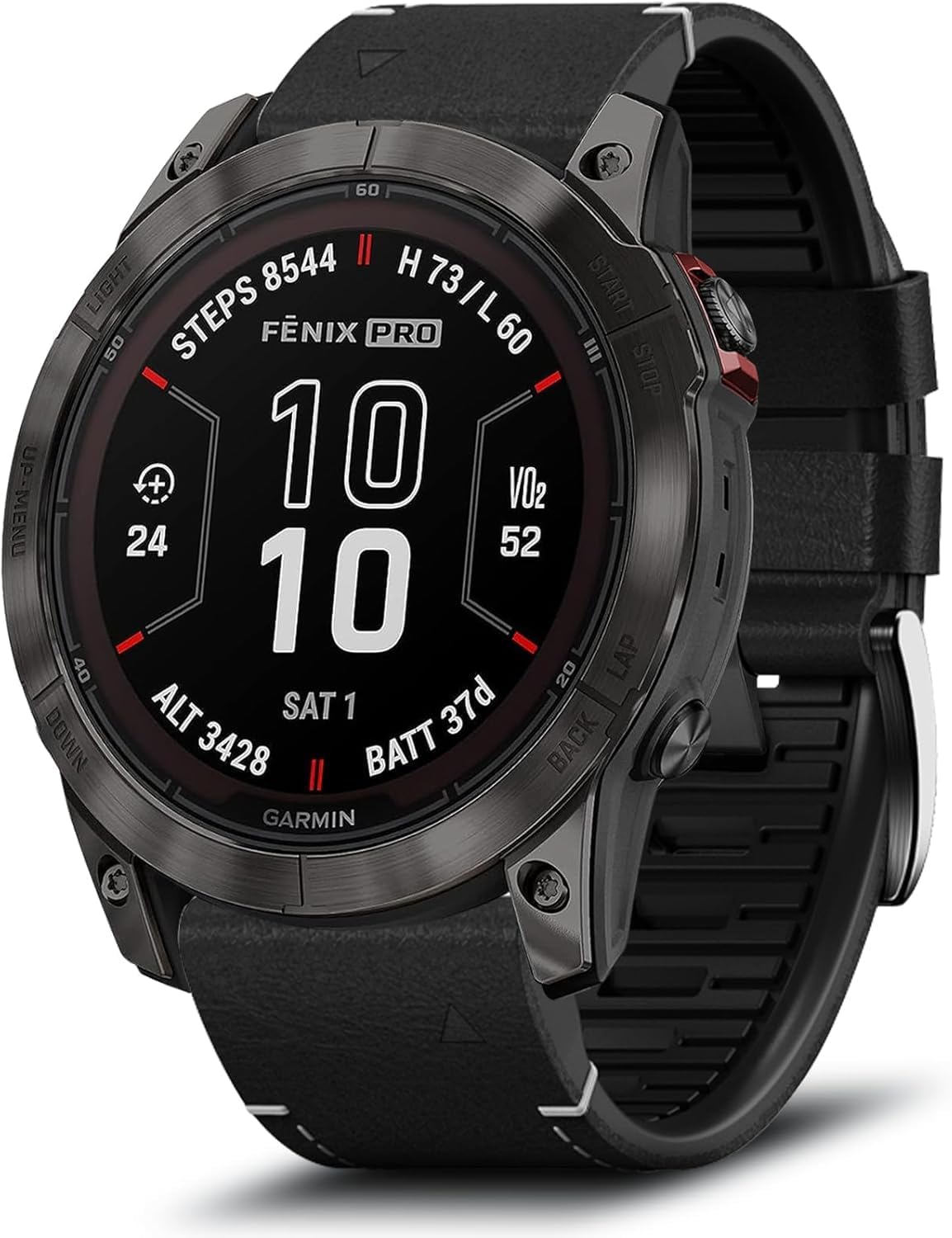 Detalle de LanQii 22mm QuickFit Leder+Silikon Armband für Garmin (Tactix 8 47 mm, Fenix 7/8 & mehr) – Schwarz