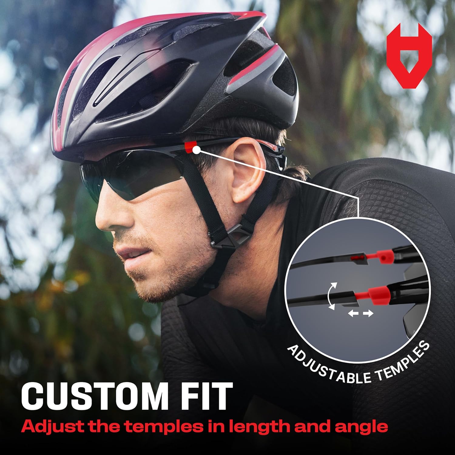 Thumbnail 5 de NoCry Safety Sunglasses with Green Tinted Wraparound Lenses (Black & Red) – UV400 PPE eye protection