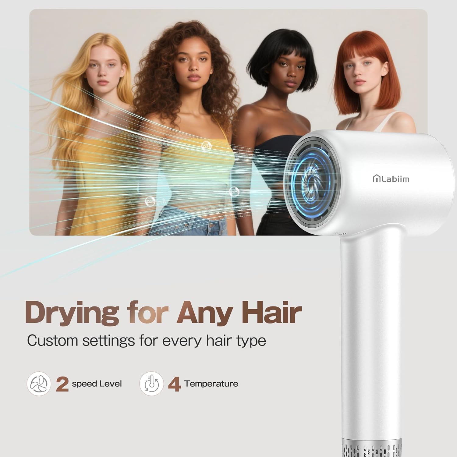 Detalle 2 de Labiim Hair Dryer Ionic Compact Quiet 1 Nozzle 💇♀