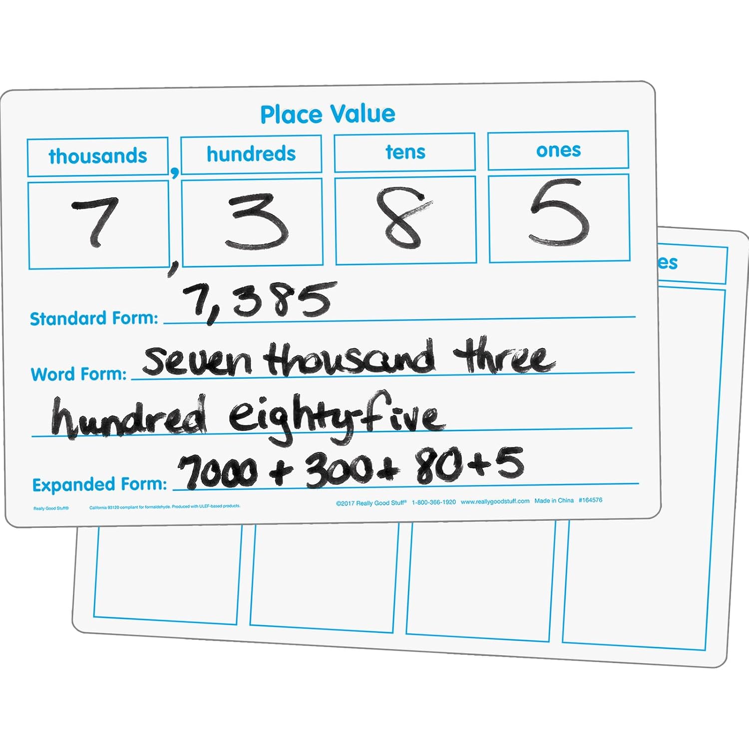 Detalle de Really Good Stuff Place Value Dry Erase Boards, 6 Boards
