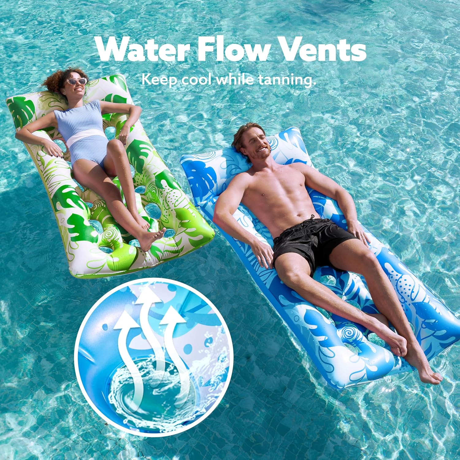 Thumbnail 2 de Sloosh Inflatable Pool Floats Lounger – 2 Packs XL Pool Floats with Headrest for Adults