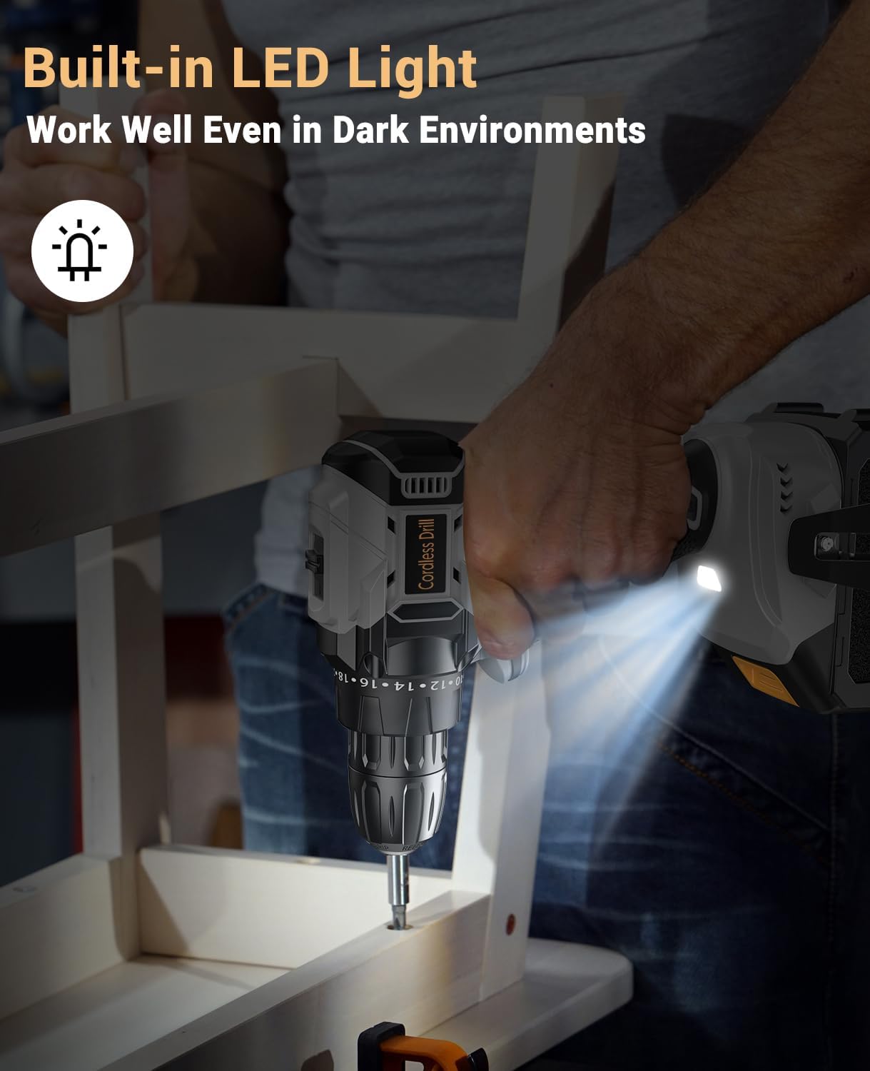 Thumbnail 5 de DYJPOW Brushless Cordless Drill Driver 21V (with 2 x 2000mAh batteries) – 45N.m, 20+1 torque, 2-speed kit