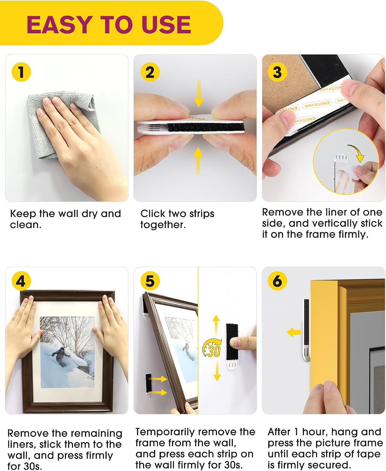 Thumbnail 4 de Emitever Picture Hanging Strips Heavy Duty M-20