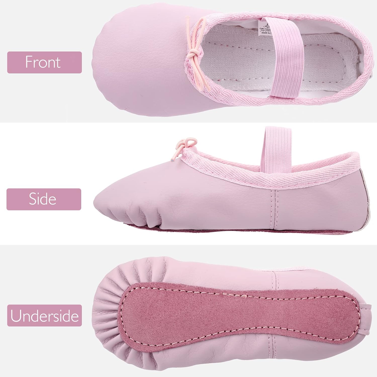 Thumbnail 2 de Kefiyis Ballet Shoes for Girls – Leather Full-Sole Ballet Flats