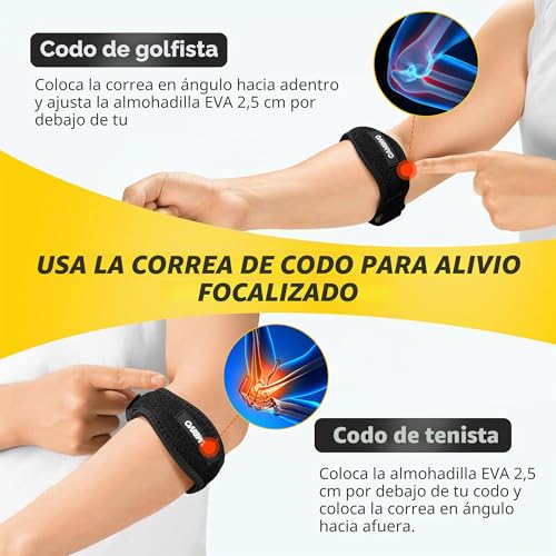 Detalle de CAMBIVO 2x Codera Epicondilitis: Compresión ajustable y antideslizante para codo Tenista y golfista