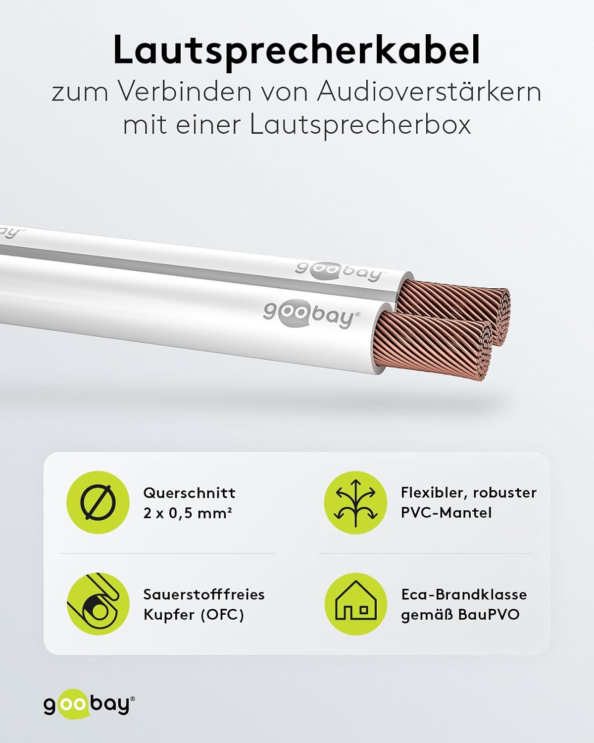 Detalle 2 de Goobay LSK 2x0.5 10m Blanco - Cable de audio