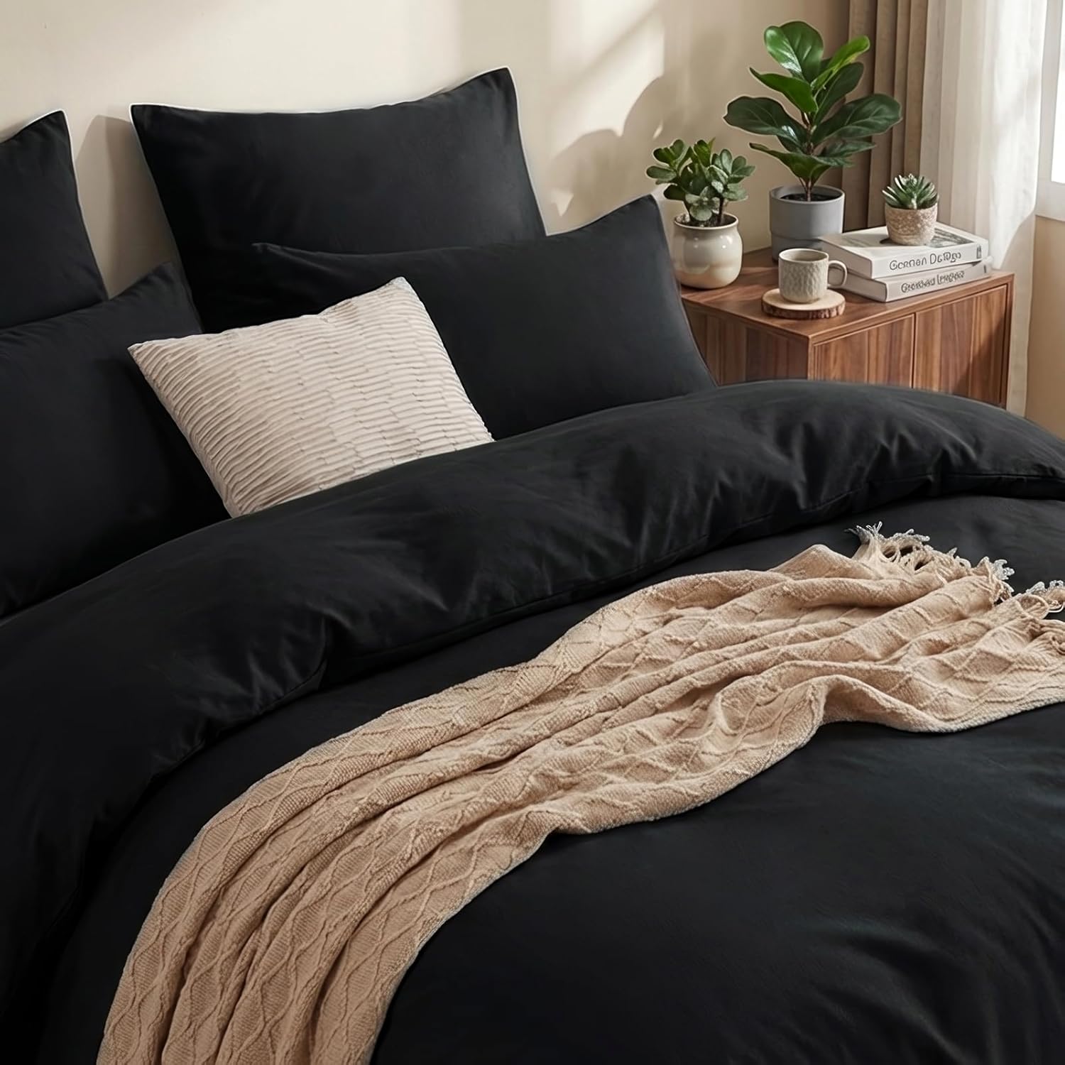 Thumbnail 5 de RUIKASI Bettwäsche 220x240 (3-teilig) Schwarz aus Polyester-Mikrofaser mit Reißverschluss, Oeko-TEX