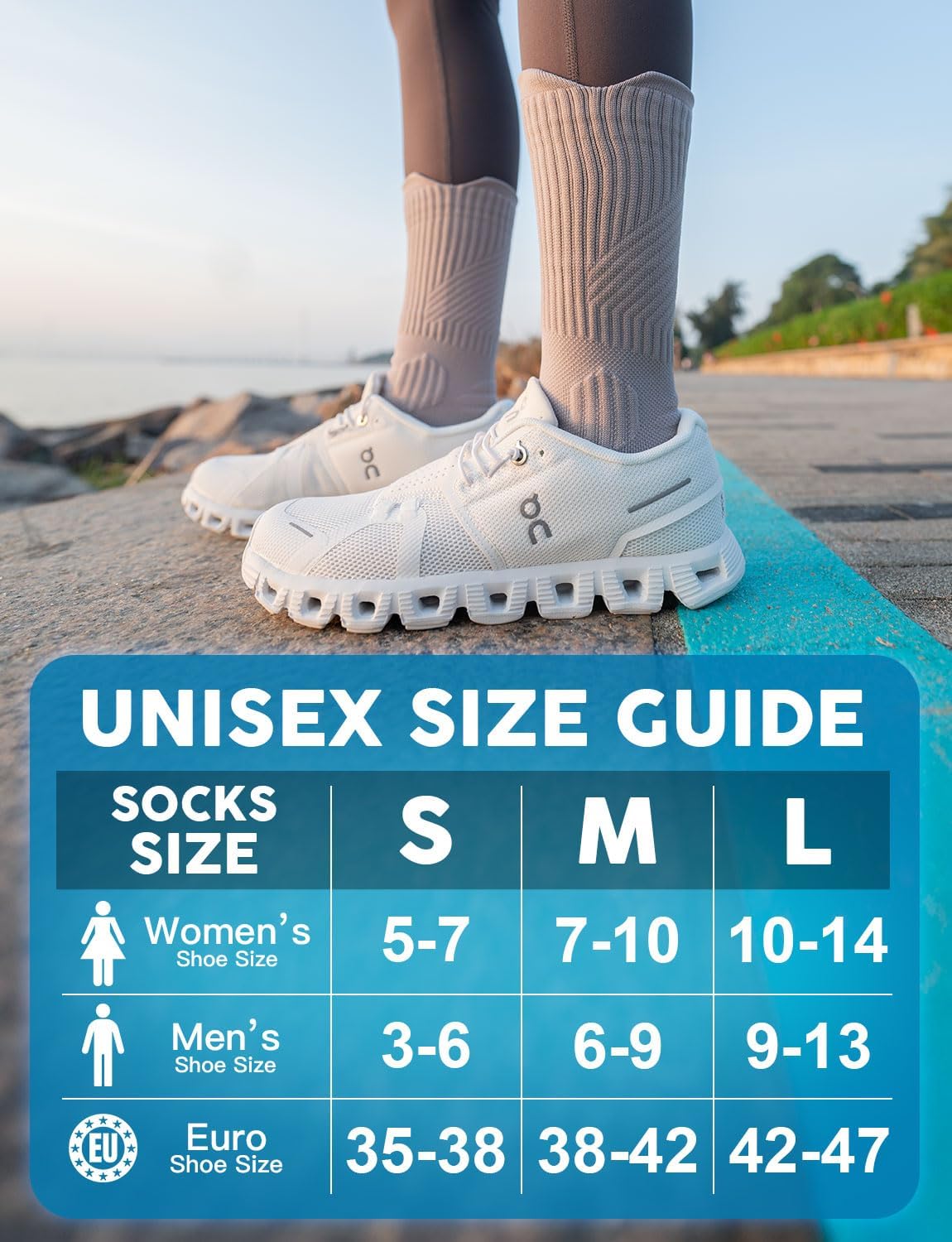 Thumbnail 1 de Juclise Women’s Coolmax Bamboo Viscose Compression Crew Socks (15–20mmHg) for Running, Hiking & Sports