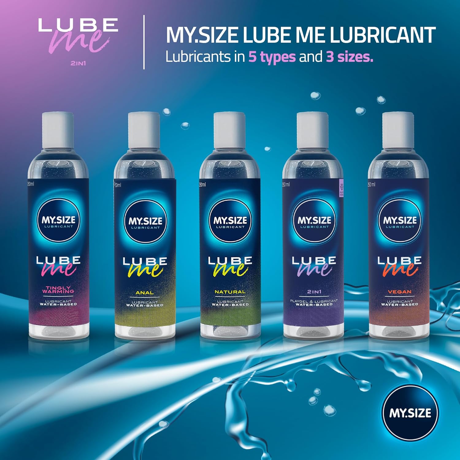 Thumbnail 3 de MY.SIZE Lube Me Premium 2in1 Lubricant 250 ml – Odourless, water-based not for polyurethane condoms
