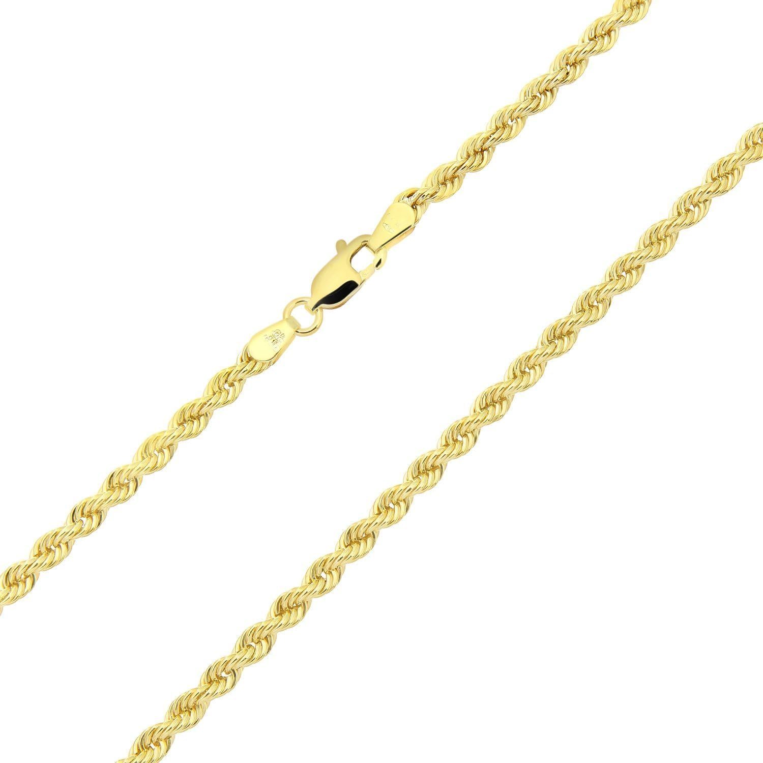 Detalle de Collana in oro giallo 14K/585 unisex, 3 mm di larghezza, varie lunghezze