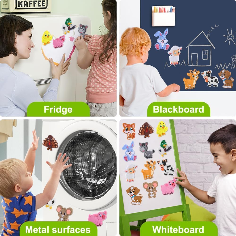 Detalle de XIMISHOP 12PCS Animal Fridge Magnets for Kids – farm animal 3D magnets for Montessori-style learning