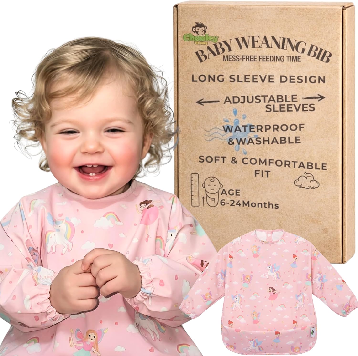 Thumbnail 6 de Cheeky Monkey Waterproof Long Sleeve Bibs for Weaning (6–24 Months) – BLW Coverall Feeding Bib