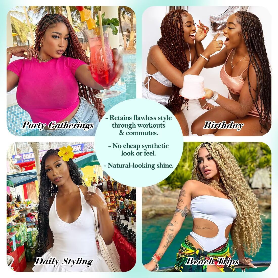 Detalle de Boho Hair for Braiding: 2 Bundles of 100g 16-Inch Curly Virgin Brazilian Remy Hair (Natural Black) for Knotless Boho Styles
