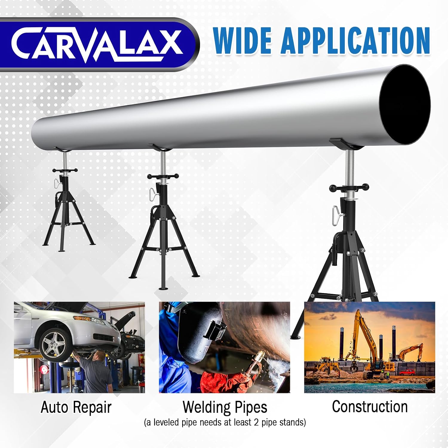 Thumbnail 6 de CARVALAX V-Head Pipe Jack Stands: Adjustable, Portable 2500lb Capacity for Welding and More
